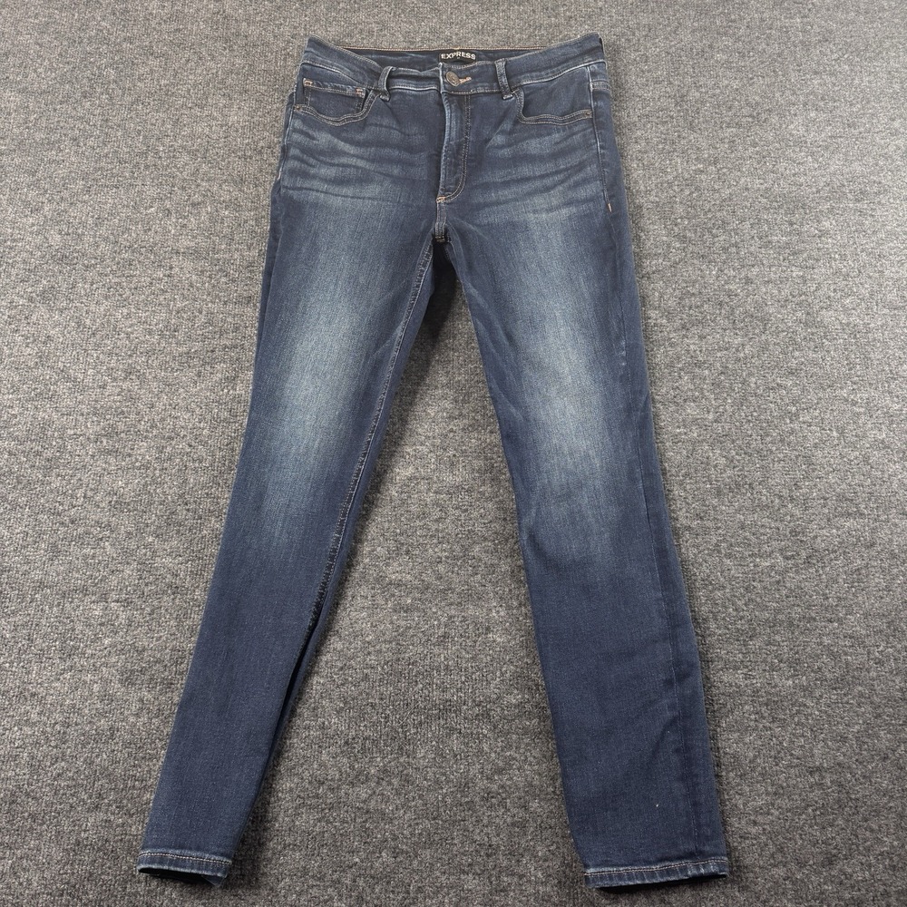 Express Womens Straight Ankle High Rise‎ Jeans Size 8  Dark Wash Denim 30x27 EUC